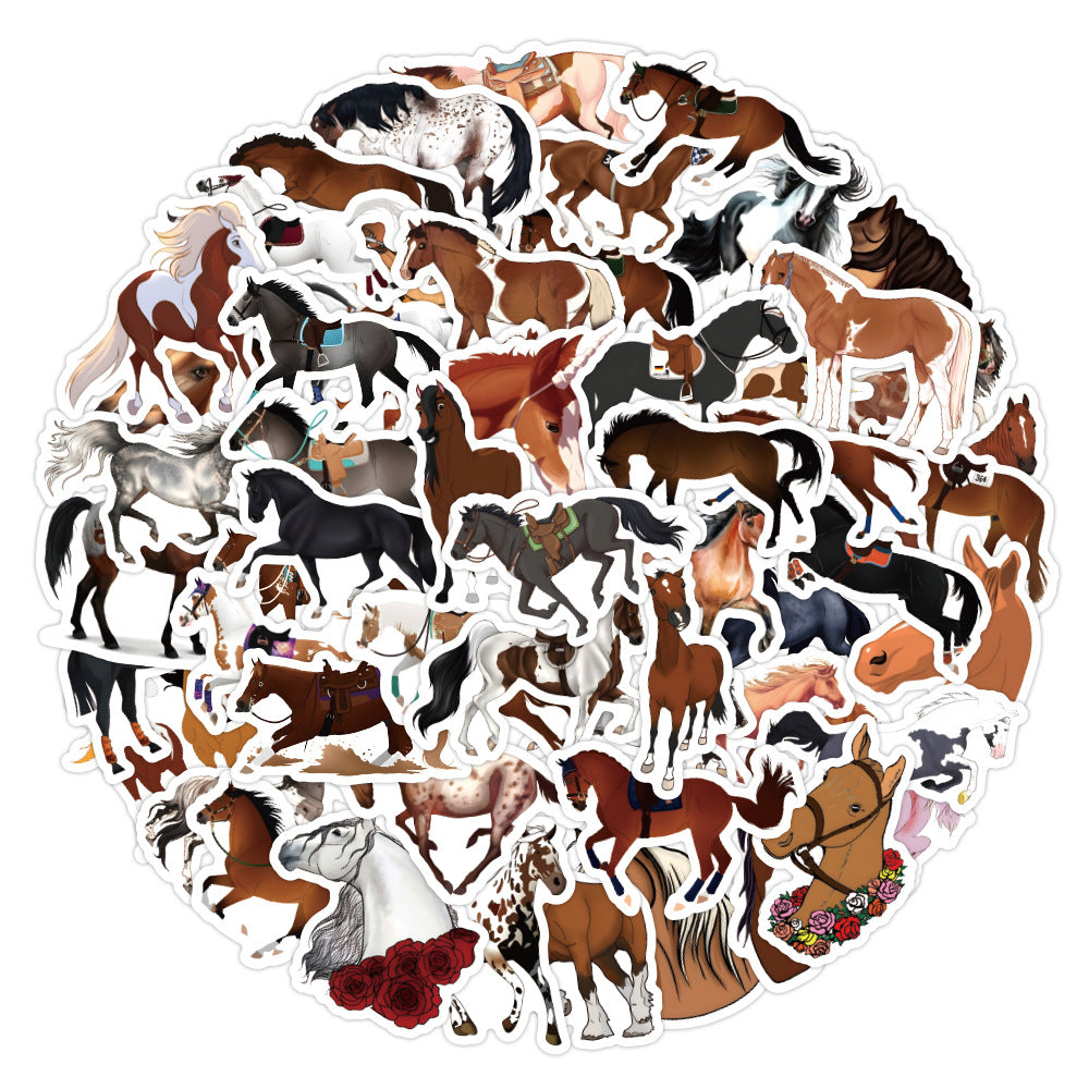 60pcs Horse Doodle Stickers Creative Cartoon Animal Stickers For Children DIY