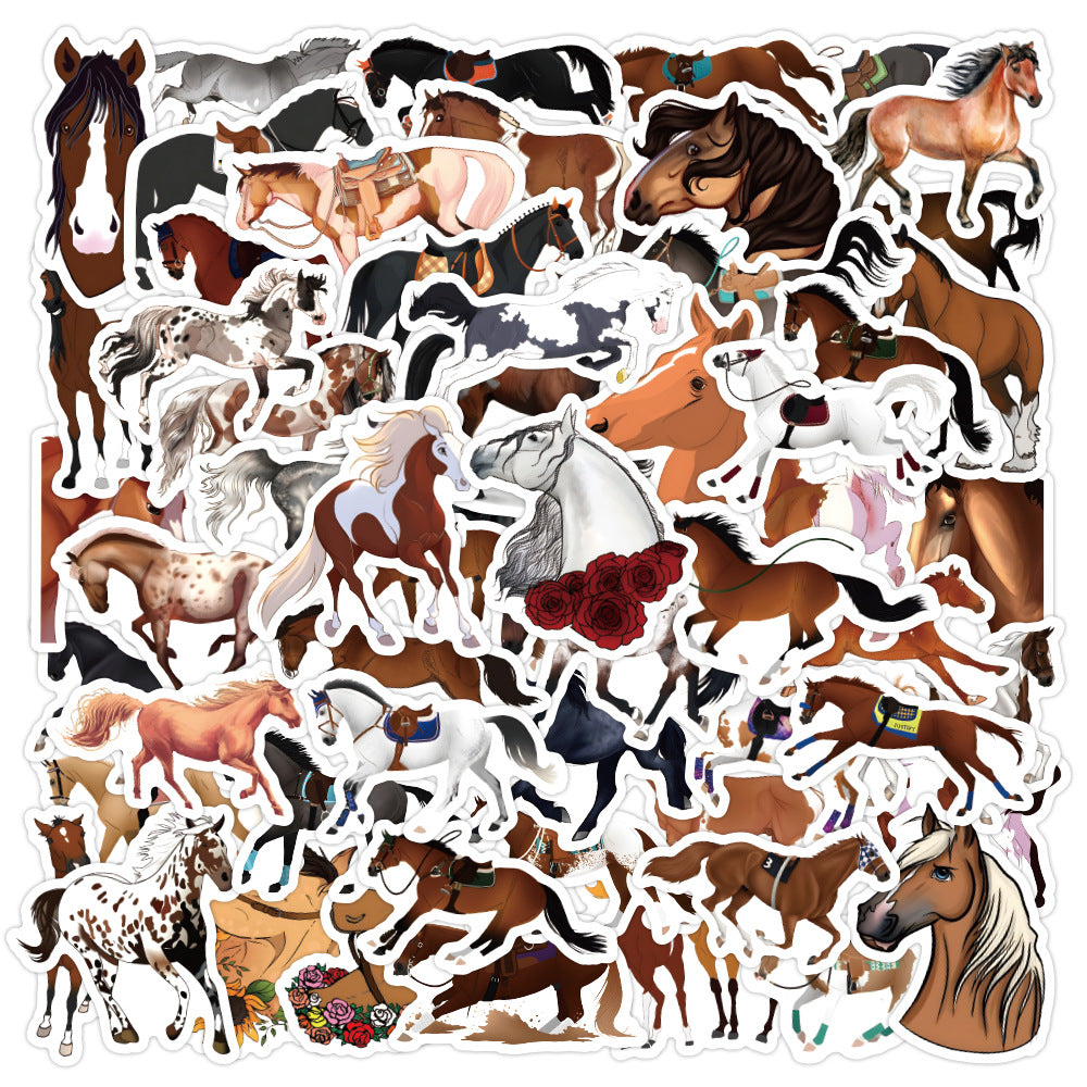 60pcs Horse Doodle Stickers Creative Cartoon Animal Stickers For Children DIY