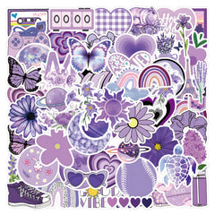 60pcs Purple Landscape Art Aesthetics Funny Cartoon Decals Waterproof Stickers
