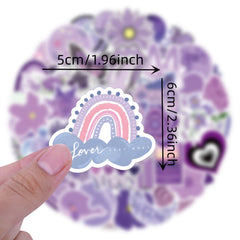 60pcs Purple Landscape Art Aesthetics Funny Cartoon Decals Waterproof Stickers