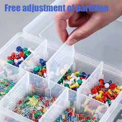 Plastic Transparent Storage Box Hinged Lid Sewing Accessories Box