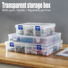 Plastic Transparent Storage Box Hinged Lid Sewing Accessories Box