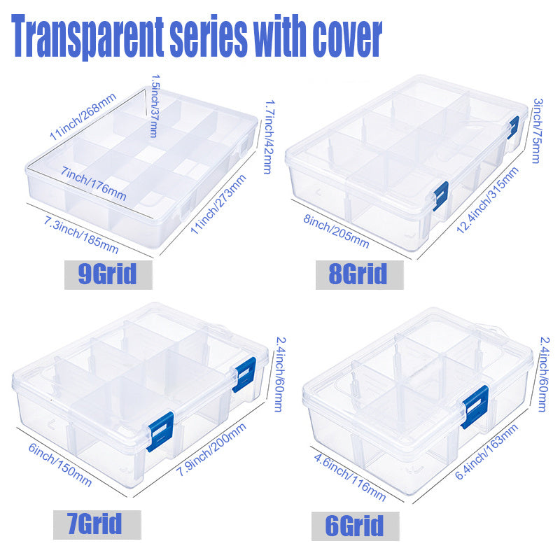 Plastic Transparent Storage Box Hinged Lid Sewing Accessories Box