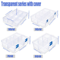Plastic Transparent Storage Box Hinged Lid Sewing Accessories Box