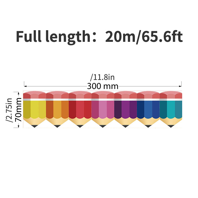 20m Blackboard Pencil Border Sticker Classroom Bulletin Board Decorative