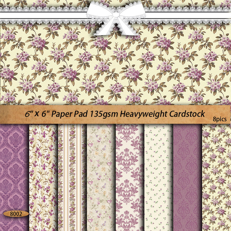 8 Sheets Retro Journal Background Paper for Arts Crafts