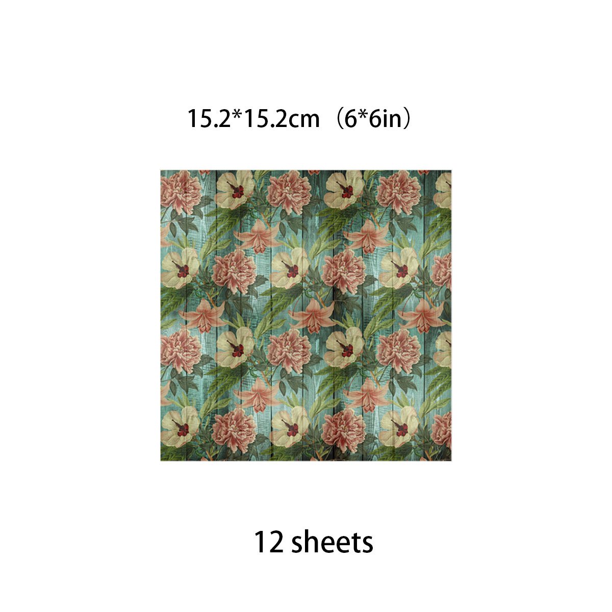 12pcs Large Size Paper Retro Wood Grain Flowers Journal For DIY Gift
