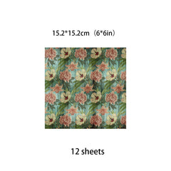 12pcs Large Size Paper Retro Wood Grain Flowers Journal For DIY Gift