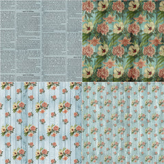 12pcs Large Size Paper Retro Wood Grain Flowers Journal For DIY Gift