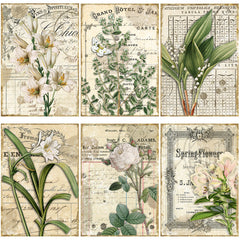 16 Sheets Retro Flowers Journal for Background DIY