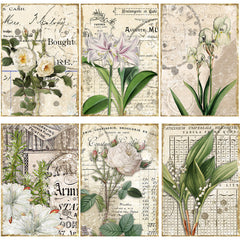 16 Sheets Retro Flowers Journal for Background DIY