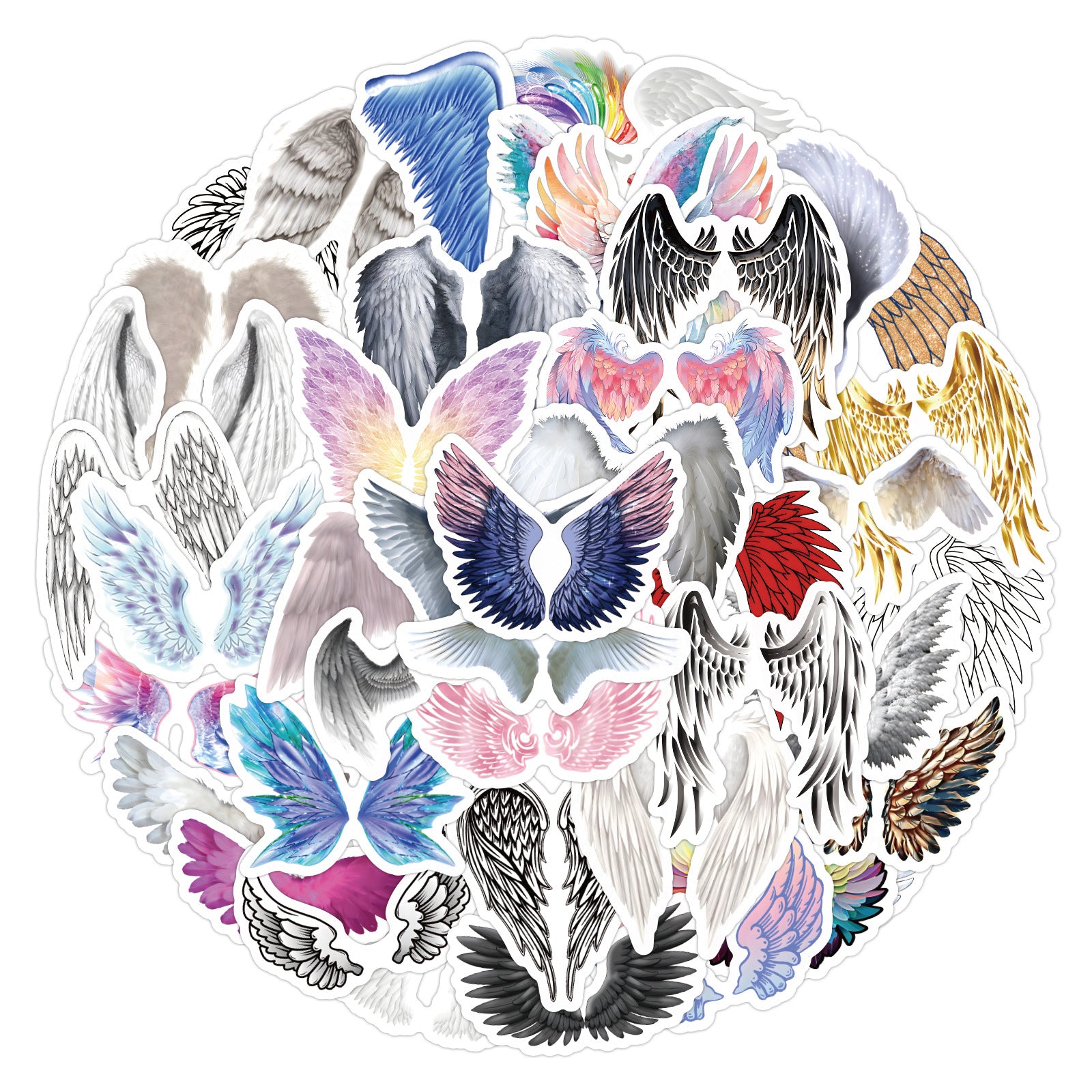 60pcs Angel Wings Graffiti Dreamy Stickers Waterproof Decorative Stickers