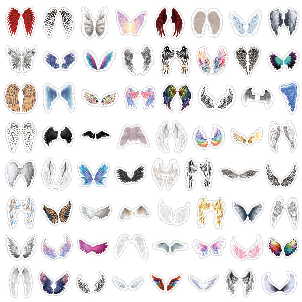 60pcs Angel Wings Graffiti Dreamy Stickers Waterproof Decorative Stickers