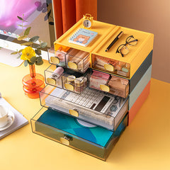 6pcs Drawer Desktop Storage Box Cosmetics Shelving Office Work Desk Dormitory