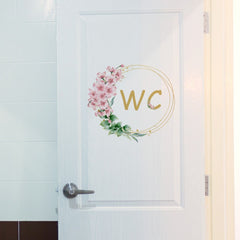 Green Flower Plant English WC Wall Stickers Bathroom Placard