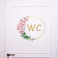 Green Flower Plant English WC Wall Stickers Bathroom Placard