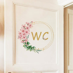 Green Flower Plant English WC Wall Stickers Bathroom Placard