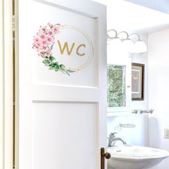 Green Flower Plant English WC Wall Stickers Bathroom Placard