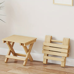 Compact Wooden Folding Step Stool Bench