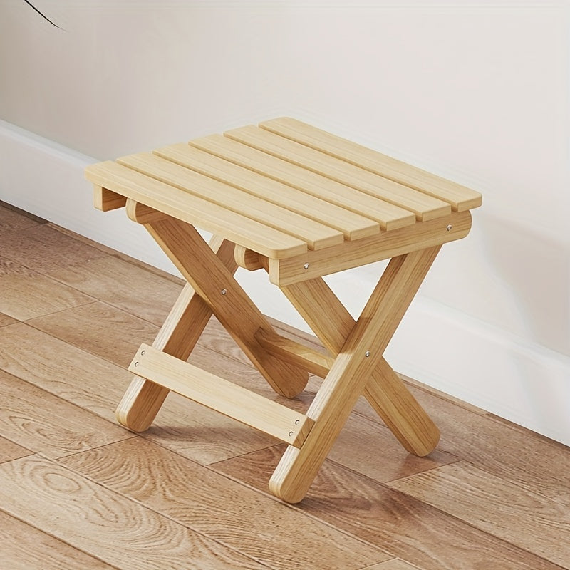 Compact Wooden Folding Step Stool Bench