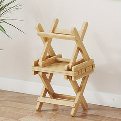 Compact Wooden Folding Step Stool Bench