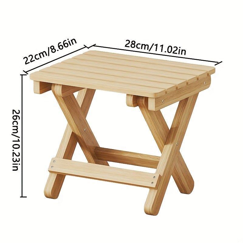 Compact Wooden Folding Step Stool Bench