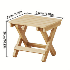 Compact Wooden Folding Step Stool Bench