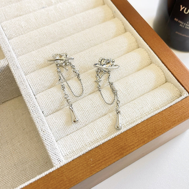 Tassel Earrings Creative Heart Planet Decor Daily Accessories Gift For Girls
