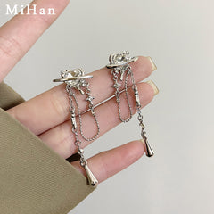 Tassel Earrings Creative Heart Planet Decor Daily Accessories Gift For Girls