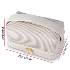 Large Capacity Travel Makeup Bag with Handle and Brush Compartment