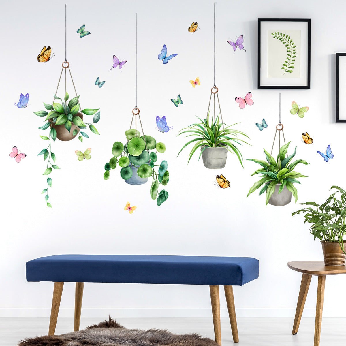 Natural Green Plant Potted Wall Stickers Self Adhesive