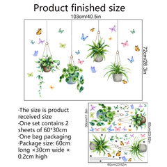 Natural Green Plant Potted Wall Stickers Self Adhesive