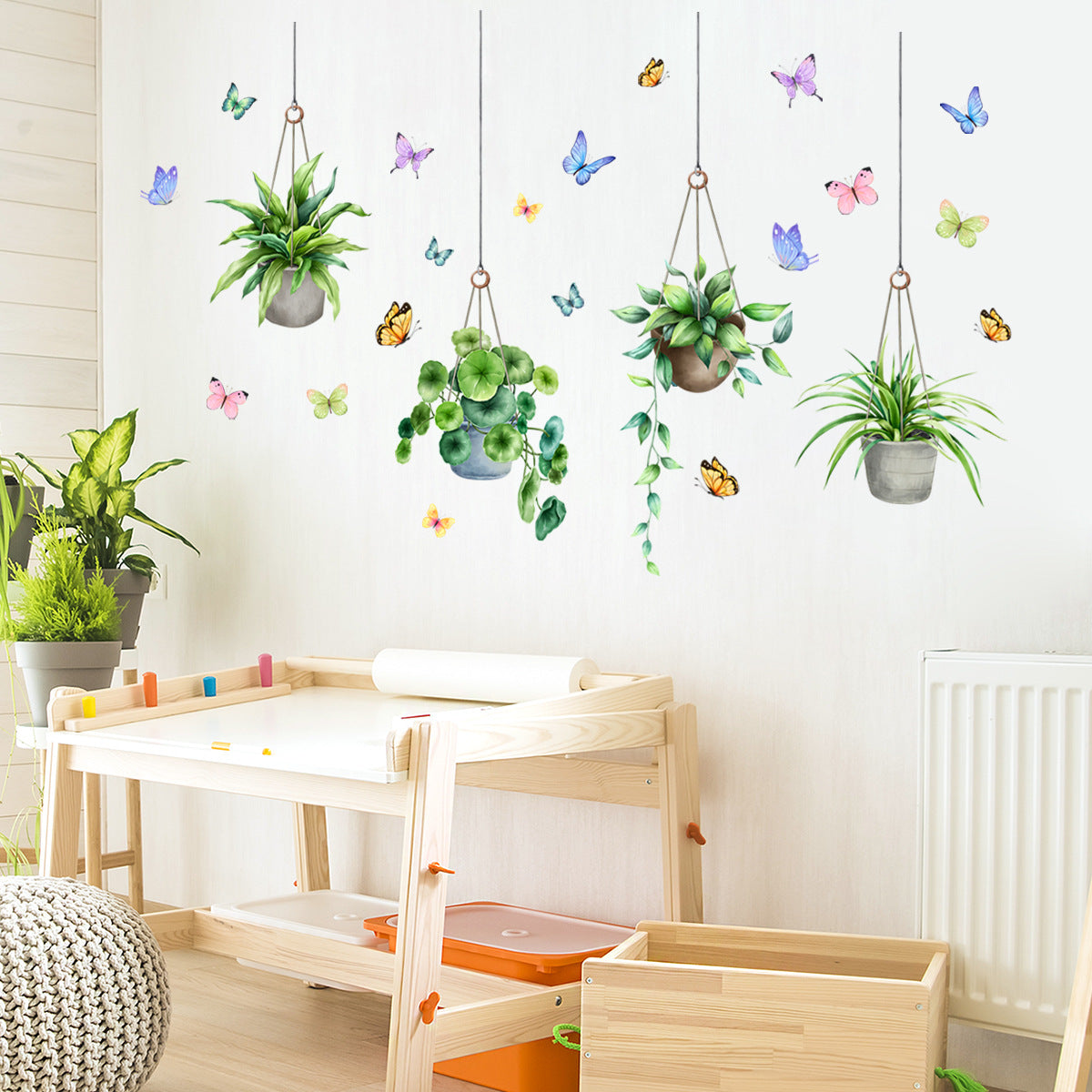 Natural Green Plant Potted Wall Stickers Self Adhesive