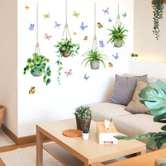 Natural Green Plant Potted Wall Stickers Self Adhesive