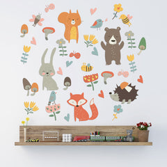 Whimsical Forest Animal Party Wall Stickers for Kids Room Decor