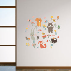 Whimsical Forest Animal Party Wall Stickers for Kids Room Decor