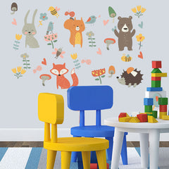 Whimsical Forest Animal Party Wall Stickers for Kids Room Decor