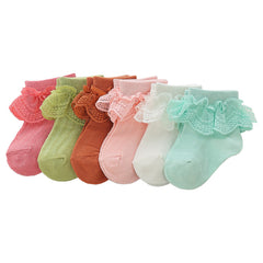 6pcs Girls Lace Ruffled Princess Socks Breathable Comfy Toddlers Children s Sock