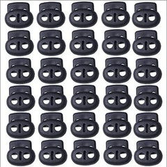 30pcs Plastic Cord Locks Double Hole Cord Stops Fastener Toggles for Paracord