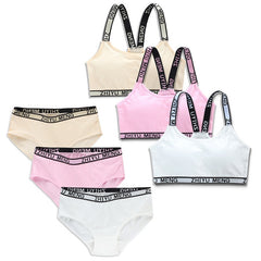 Girls Cotton Padded Training Bra Panties Set
