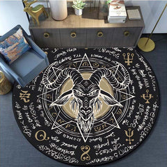 Satanic Goat Pattern Round Carpet for Halloween Christmas Party