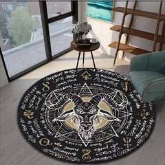 Satanic Goat Pattern Round Carpet for Halloween Christmas Party