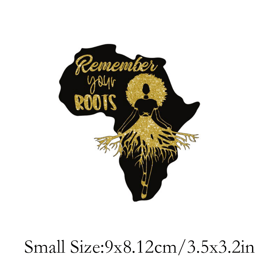 2pcs Golden Remember Your Roots Iron On Heat Transfer For Clothing