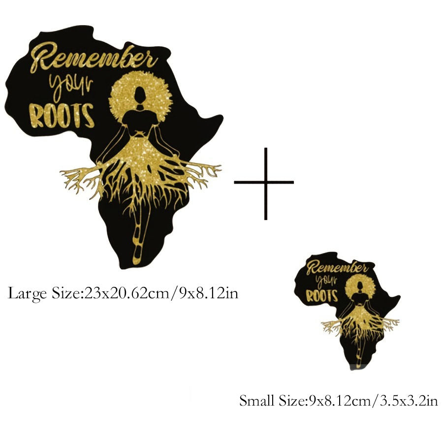 2pcs Golden Remember Your Roots Iron On Heat Transfer For Clothing