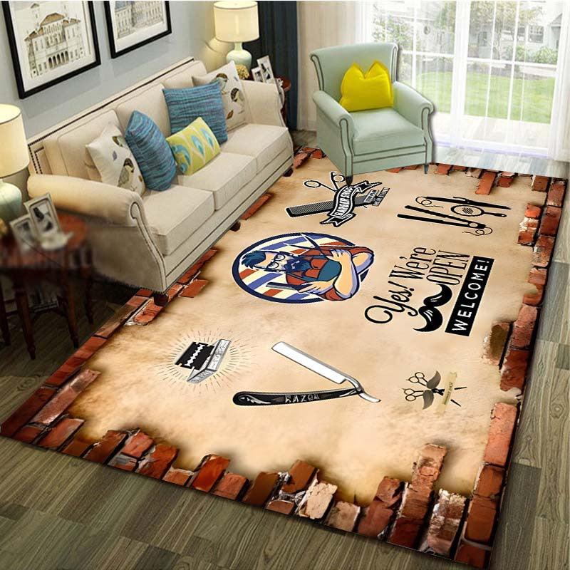 3D Printing Barbershop Pattern Christmas Carpet Door Floor Mat