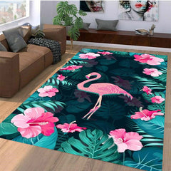 Flamingo Flower Pattern Carpet Christmas Door Floor Mat Non-slip Rug