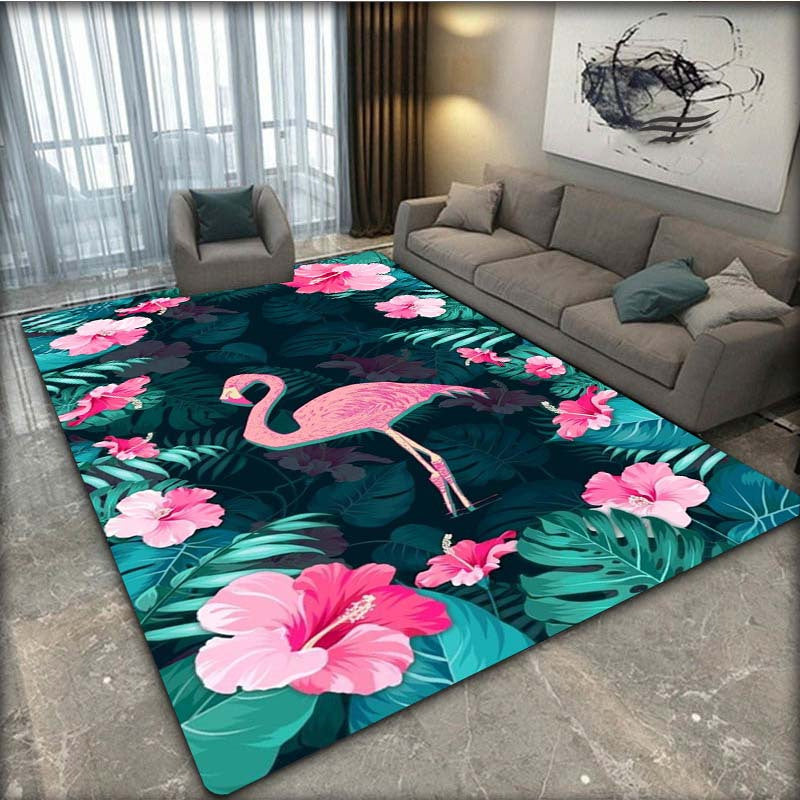 Flamingo Flower Pattern Carpet Christmas Door Floor Mat Non-slip Rug