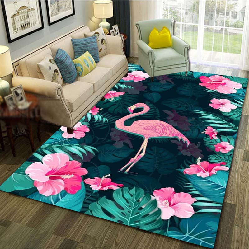 Flamingo Flower Pattern Carpet Christmas Door Floor Mat Non-slip Rug