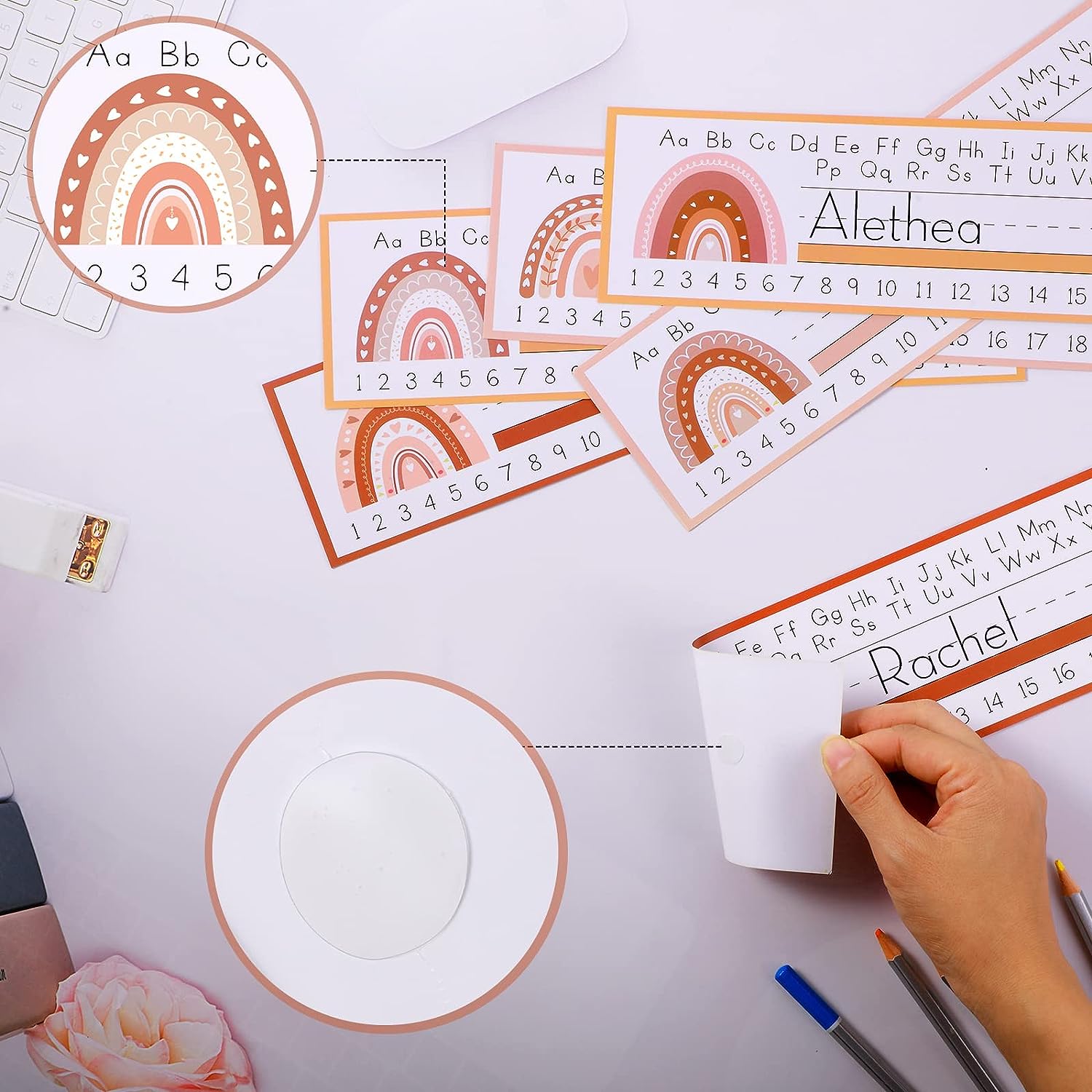 Boho Rainbow Name Plates for Students Desks