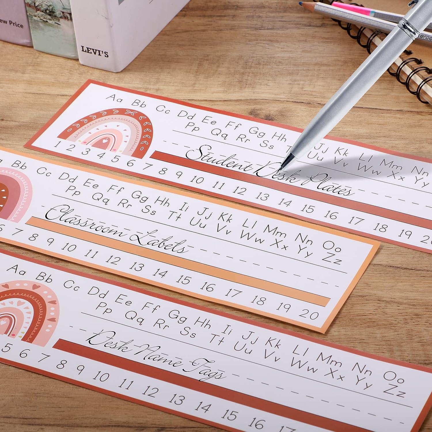 Boho Rainbow Name Plates for Students Desks